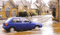 Floods in Chapel Brampton following the lunchtime downpours on the 23rd.